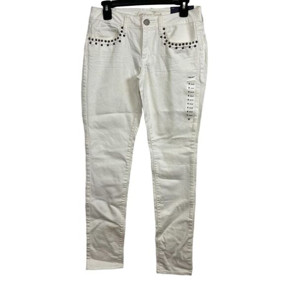 AMERICAN EAGLE SKINNY STRETCH White Wash Low Rise Studded Jeans NWT sz 6 x 32 - Picture 1 of 16